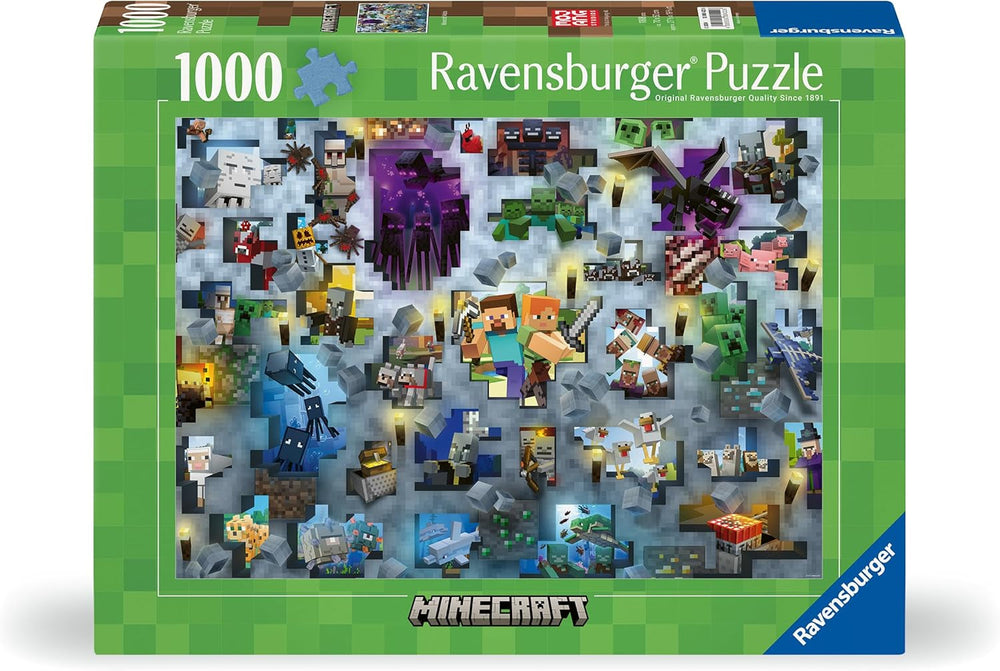 Ravensburger Puslespil 12000422 - Minecraft Mobs - 1000 brikker Minecraft Puslespil for voksne og børn i alderen 14+ Puslespil Naty Shop