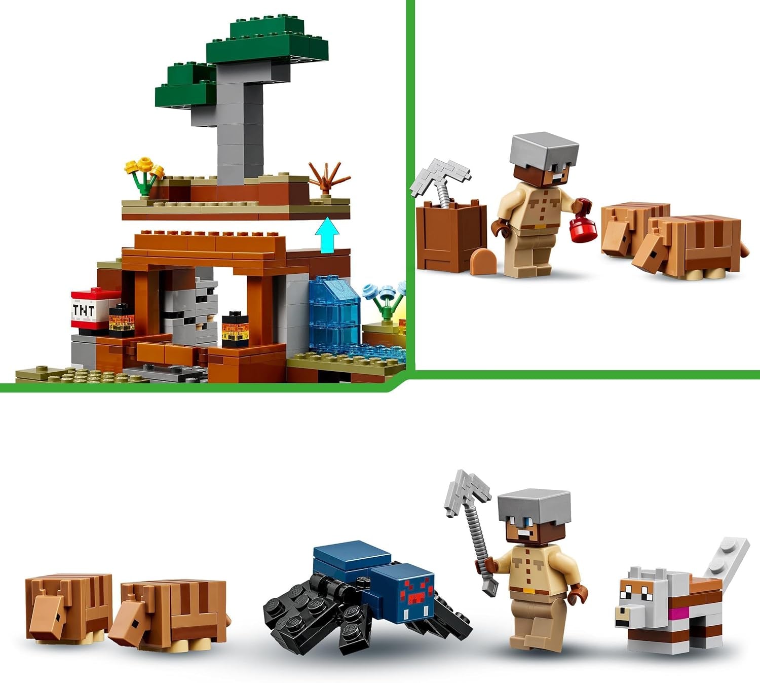 LEGO Minecraft Dungeon Mine Expedition Videospil Minifigur Sæt Karakterbygning Legetøj Gave til drenge og piger 8 år 21269 Byggesæt Besuche den LEGO-Store