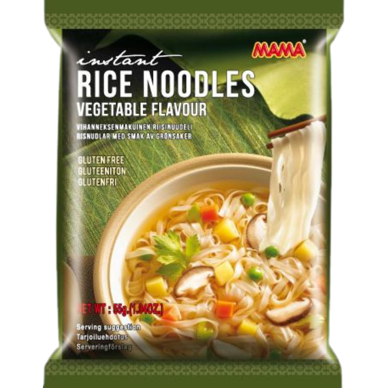Mama instant risnudler med grøntsager - Glutenfri instant risnudler, orientalsk stil - Autentisk thailandsk køkken - 24 x 55 g