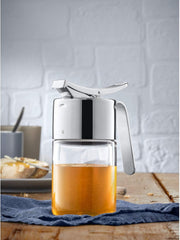 WMF Dozator sirop/miere barista 240ml, borcan de depozitare sticlă & depot 1l, înălțime 21,5 cm, borcan de depozitare cu capac, recipient pentru boabe de cafea, borcan pentru cereale, borcan de depozitare a alimentelor cu deschidere mare de umplere Cutii depozitare alimente Naty Shop