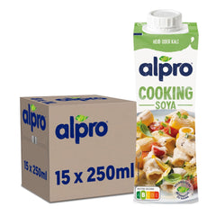 Alpro Cooking Soya – Vegansk Kochcreme aus Soya med neutral smag til varme og kolde retter – 15 x 250 ml