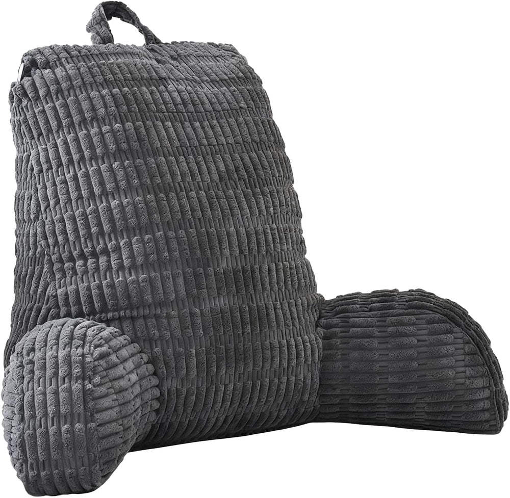 Pernă de citit pentru pat și canapea, pernă de citit cu suport pentru încheietura mâinii, cotiere și suport pentru spate, pernă de spate pentru pat pentru odihnă, relaxare, citit, lucrul la laptop, vizionarea televizorului (gri închis)