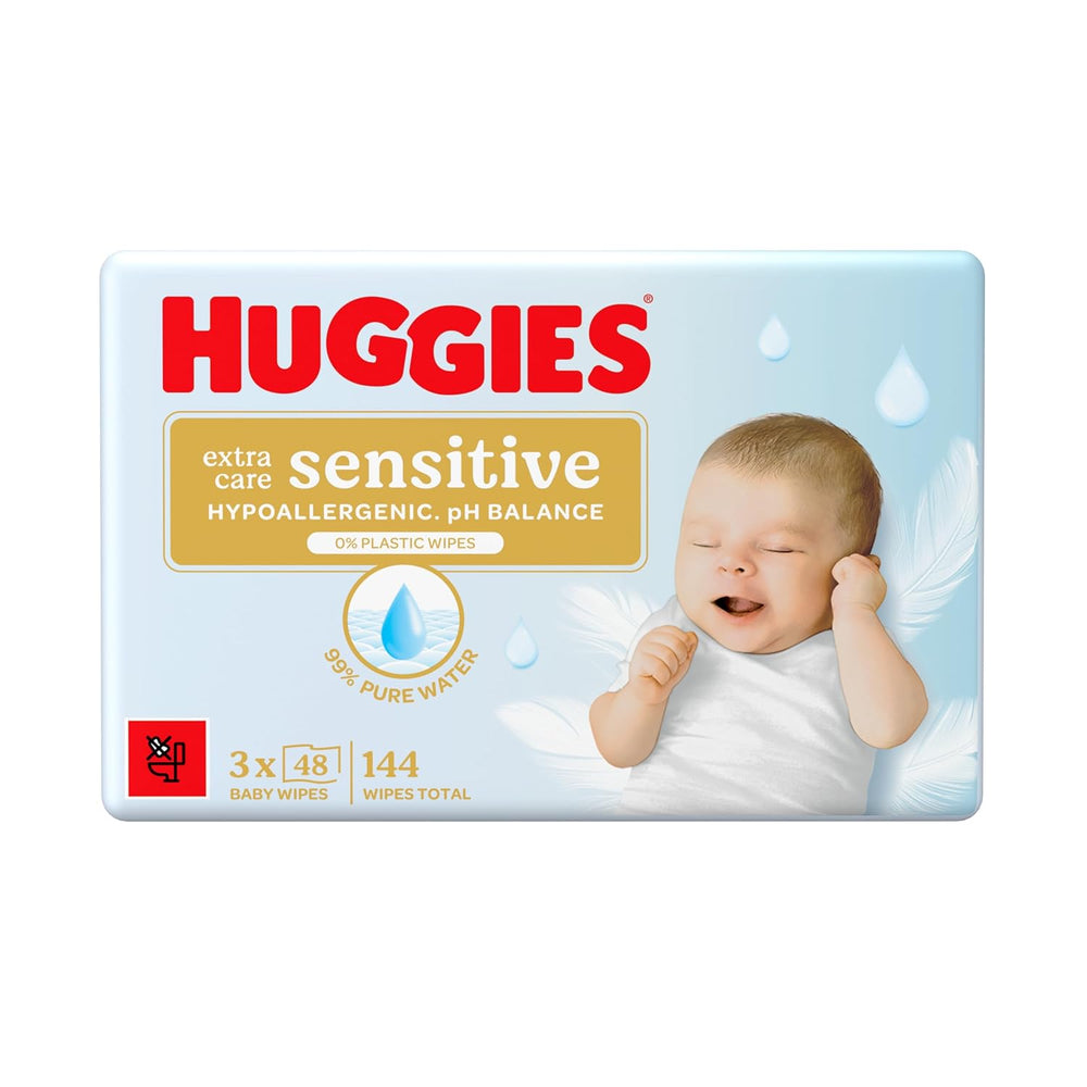 Huggies Pure Extra Care Sensitive Babyservietter, 99 % vand, plastikfri, parfumefri