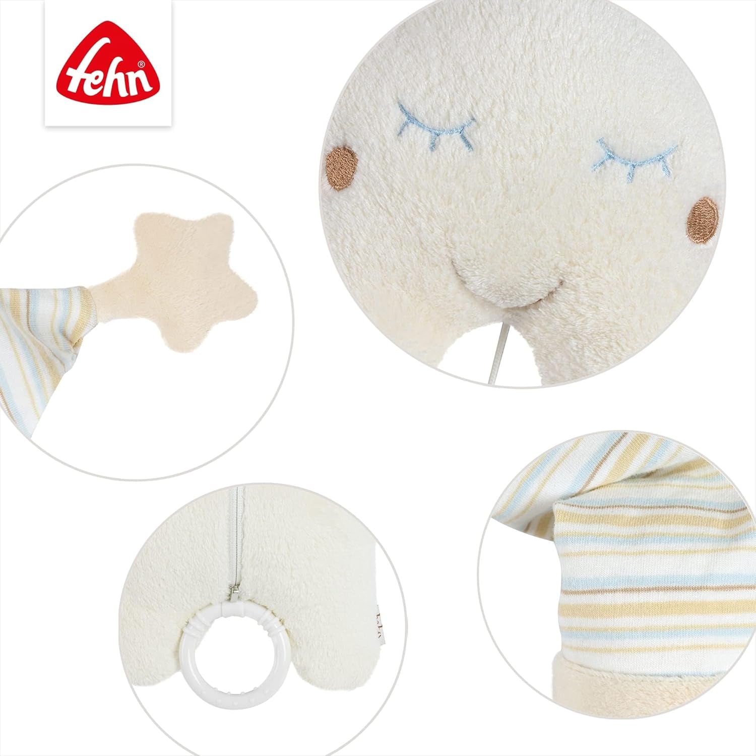 Fehn music box baby sleep aid star - cutie muzicală cu mecanism muzical detașabil pentru agățat - melodia de ajutor pentru somn "Weißt du wieviel Sternlein stehen" - jucărie pentru bebeluși și copii de la 0+ luni Jucarii Bebe Naty Shop