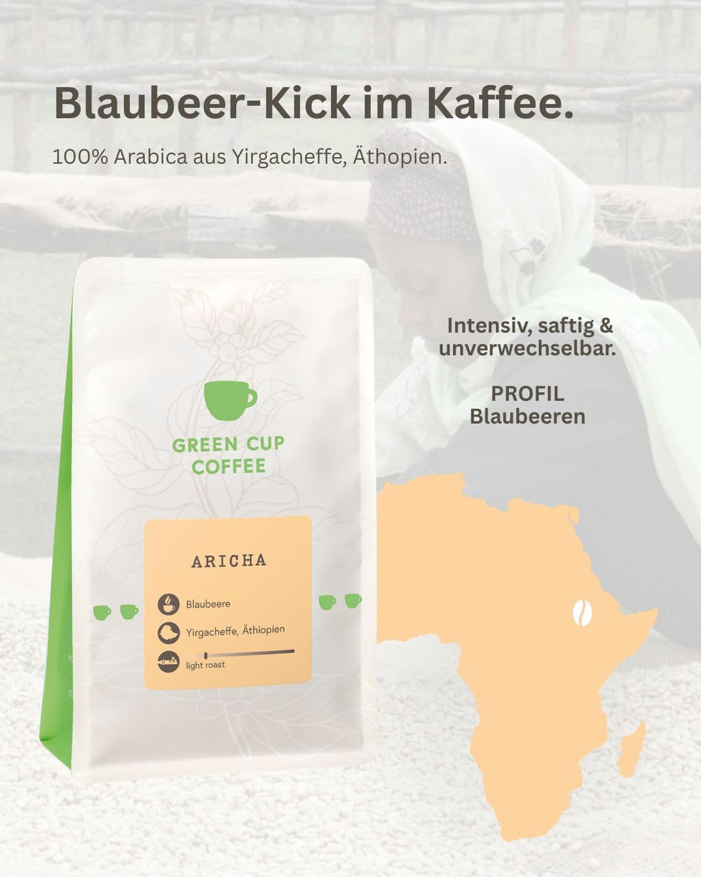 Cafea - Aricha I 100% Arabica I Boabe de cafea 250g I Ideală pentru aparate de cafea automate, cafea cu filtru și presă franceză cu arome fructate I prăjire ușoară
