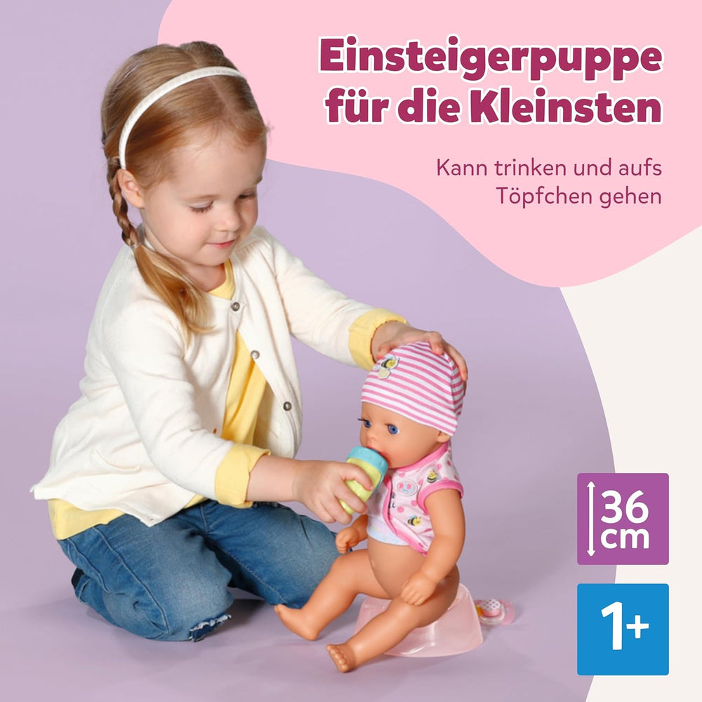 BABY Born Lena (Fetiță) - păpușă bebeluș 36 cm - 7 funcții, inclusiv accesorii și saltea - Funcționează complet fără baterii - Potrivită pentru copii mici de la 1 an