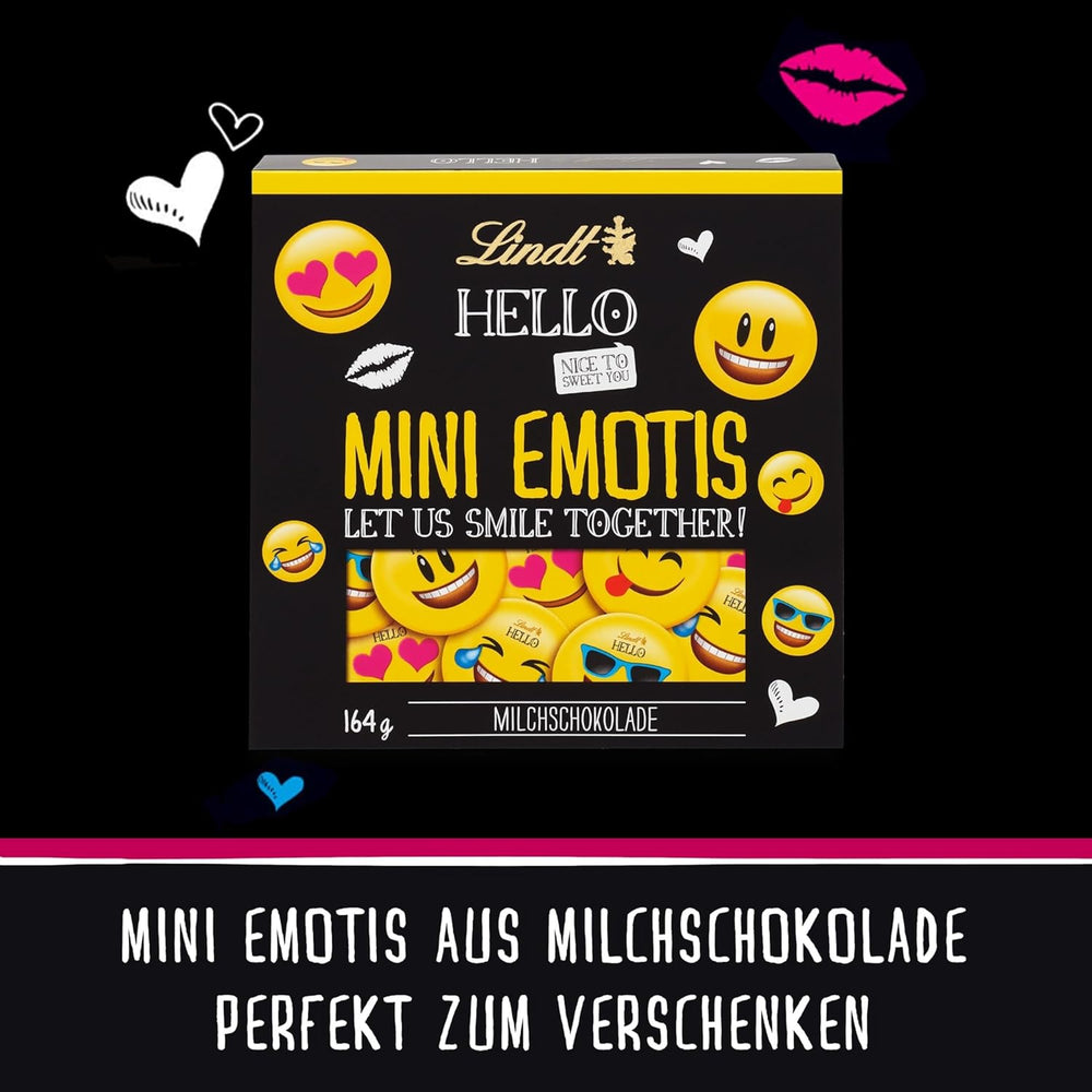 HEJ Mini chokolade humørikoner | 164 g | Ca. 27 seje humørikoner i forskellige designs, lavet af den fineste mælkechokolade | Chokoladegave til børn | Til dekoration (pakke med 2)