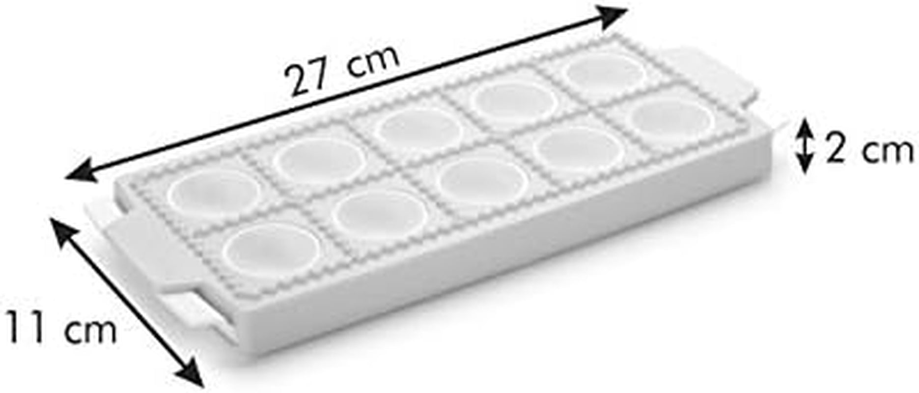 Formă Tescoma pentru ravioli rotunde, suport pentru 10 bucăți.