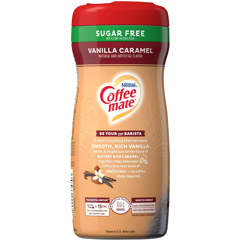 Coffee-Mate vaniljekaramel, sukkerfri pulverkaffeflødekande, Kaffeesahne Pulver - Vanille Karamell - OHNE ZUCKER! fra USA