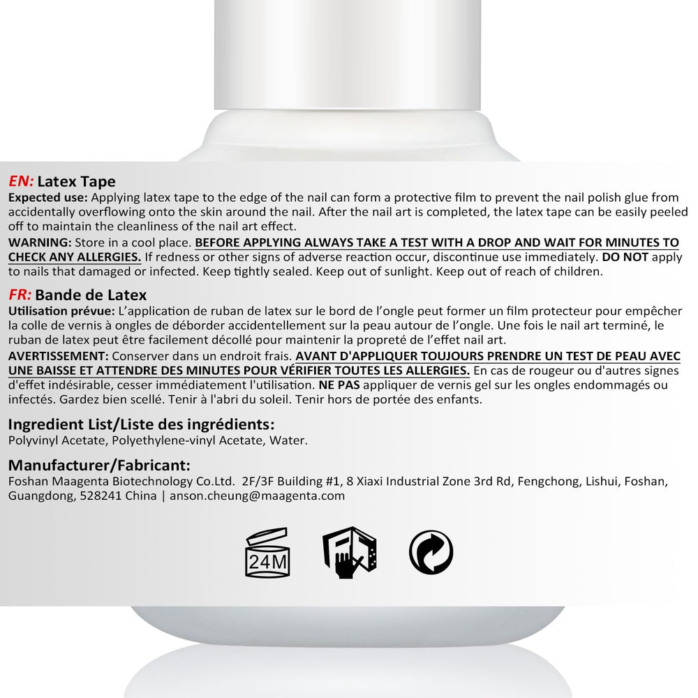 AIMEILI Latex Peel off Tape Nagellack Korrektor Hautschutz Fingerschutz Für Nail Art Palisade Geruchlos Weiß 15Ml