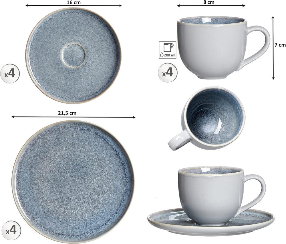 Serviciu de cafea Ritzenhoff & Breker Skagen Stone, 12 piese, gri-albastru