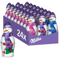 Milka Snowman Alpine Milk - Stor pakke chokolade snemandsfigurer i 3 modeller - 24 x 50g