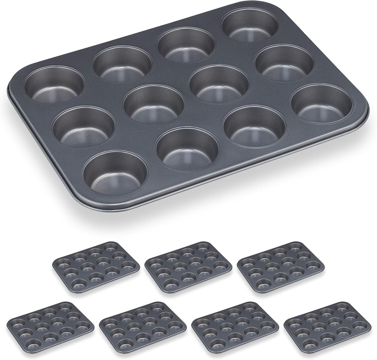 Relaxdays Muffinform, 2Er Sæt, 12Er Muffinbleche, Antihaftbeschichte, Carbonstahl, Muffins & Cupcakes, Ø 6,5 Cm, Hvede, 10030825 Forme og bageplader Naty Shop 2
