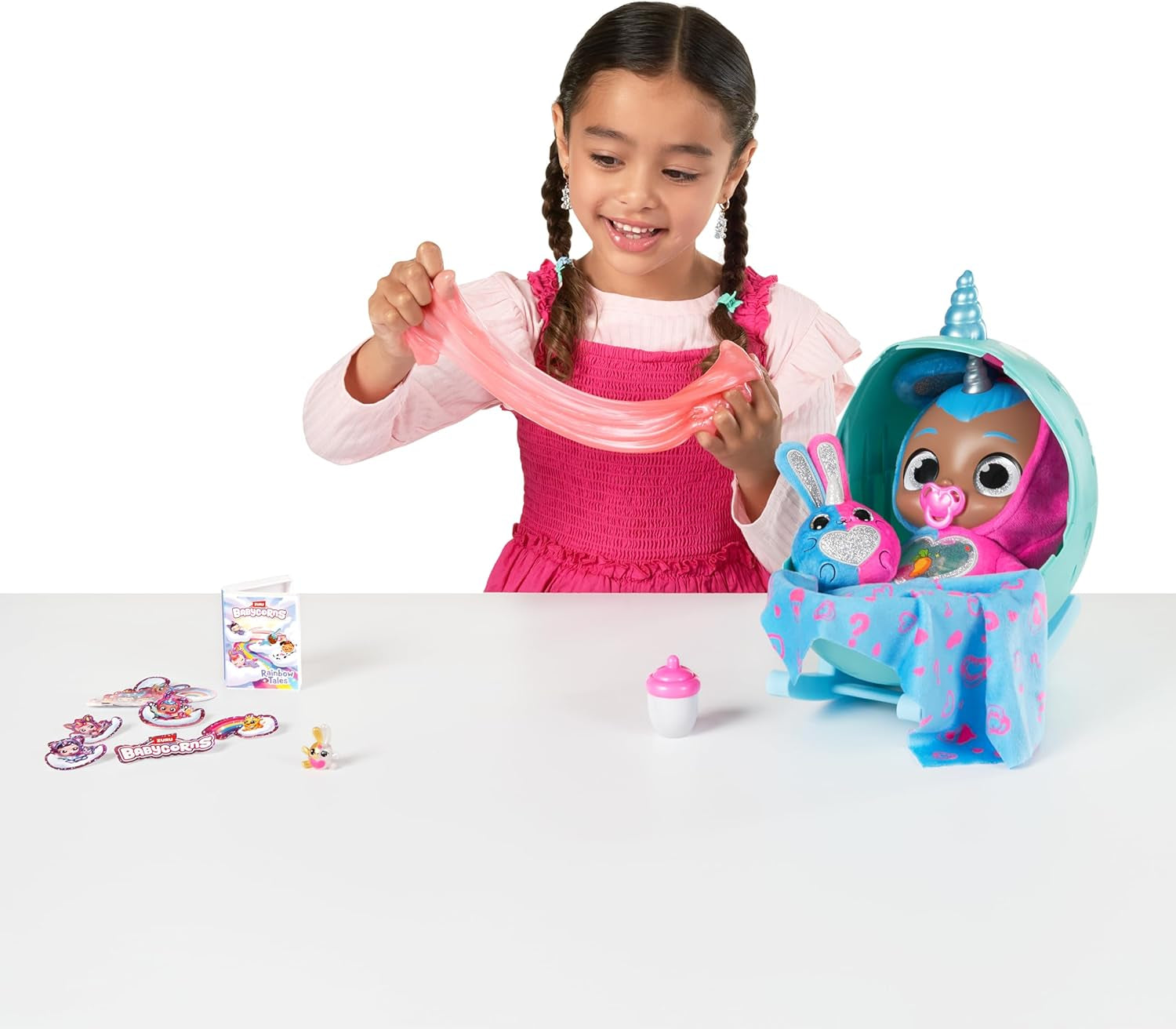 Babycorns Serie 1 von ZURU Magische Babypuppe Katze (Poppy) mit Zubehör, Überraschungs-Unboxing-Spielzeug für Kinder, Mädchen