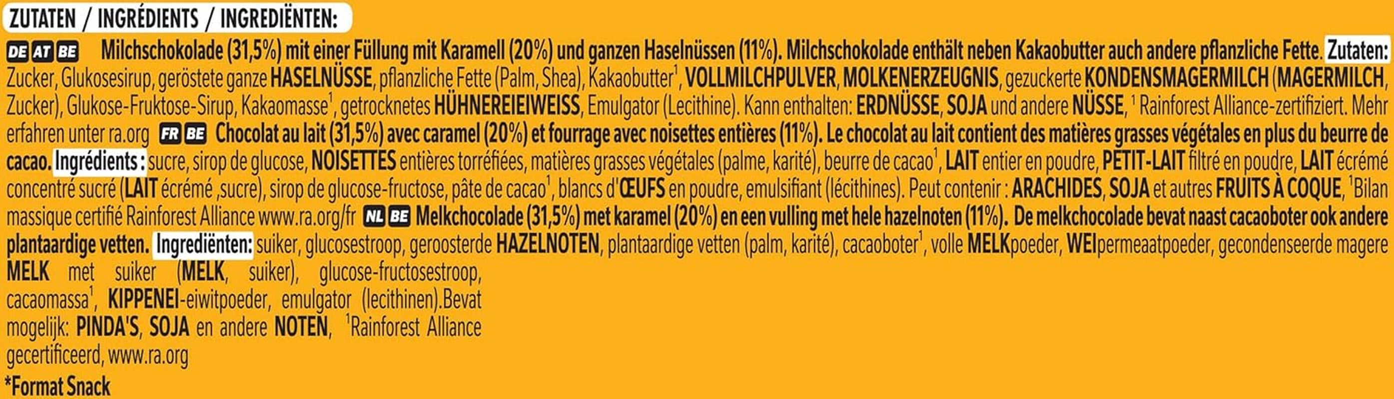 Nestlé NØDDER, hasselnøddechokoladebarer med karamelfyld, hele hasselnødder og lækker slikcreme, dækket af mælkechokolade, 1 pakke (5 x 30 g)