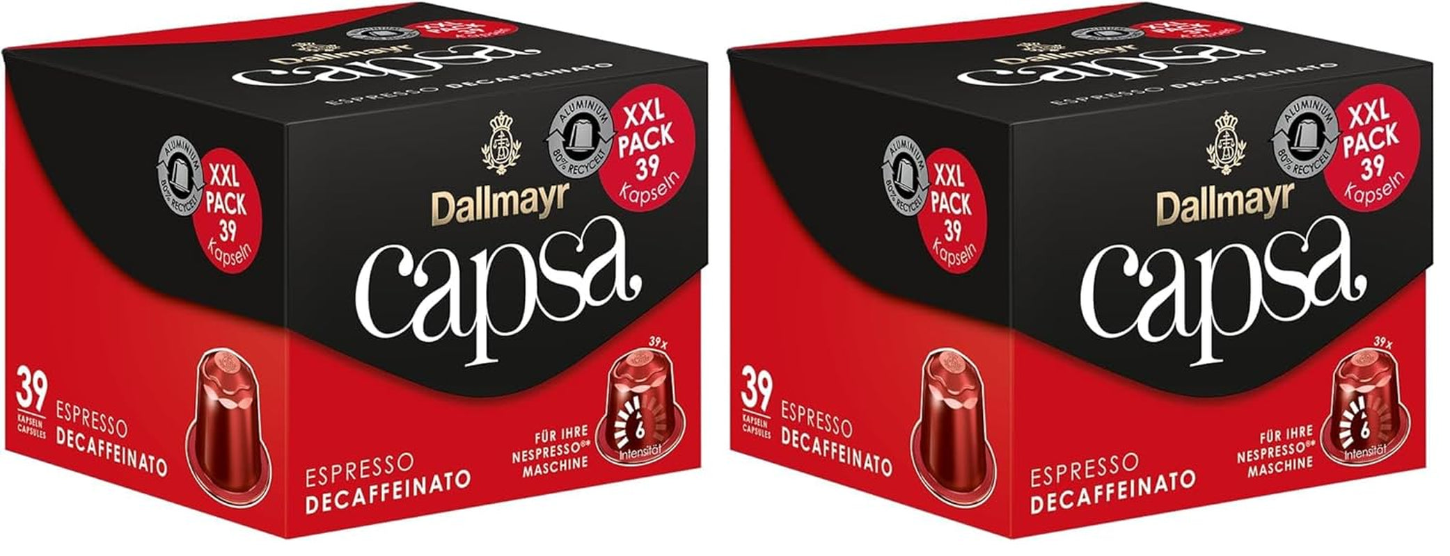 Capsa Espresso entkoffeiniert 39 Kapseln (Packung mit 2)