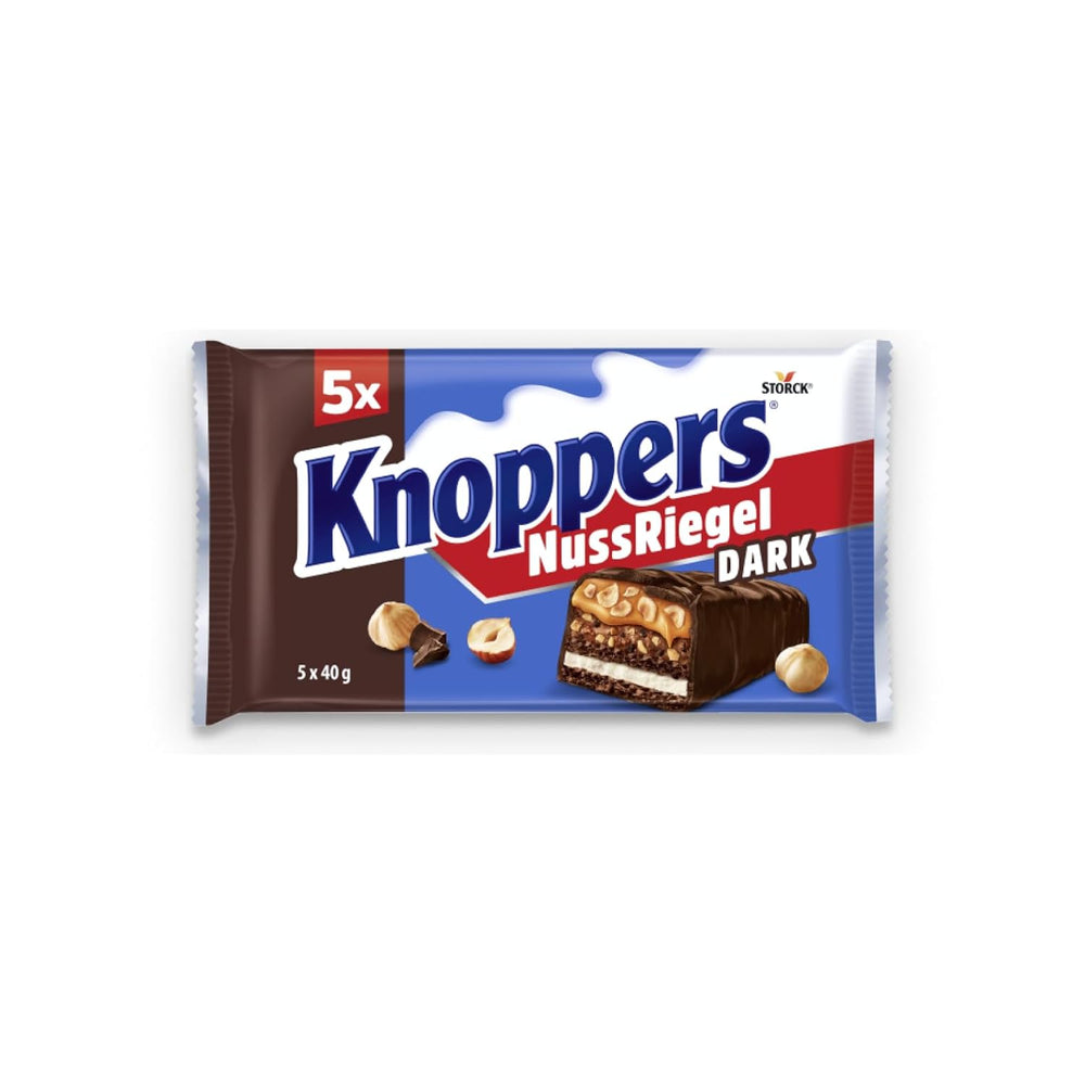 Knoppers Peanut Bar – 1 x 200 g (5 barer) – Mælkechokoladebar med peanutcreme, hakkede saltede peanuts, karamel og mælkechokolade