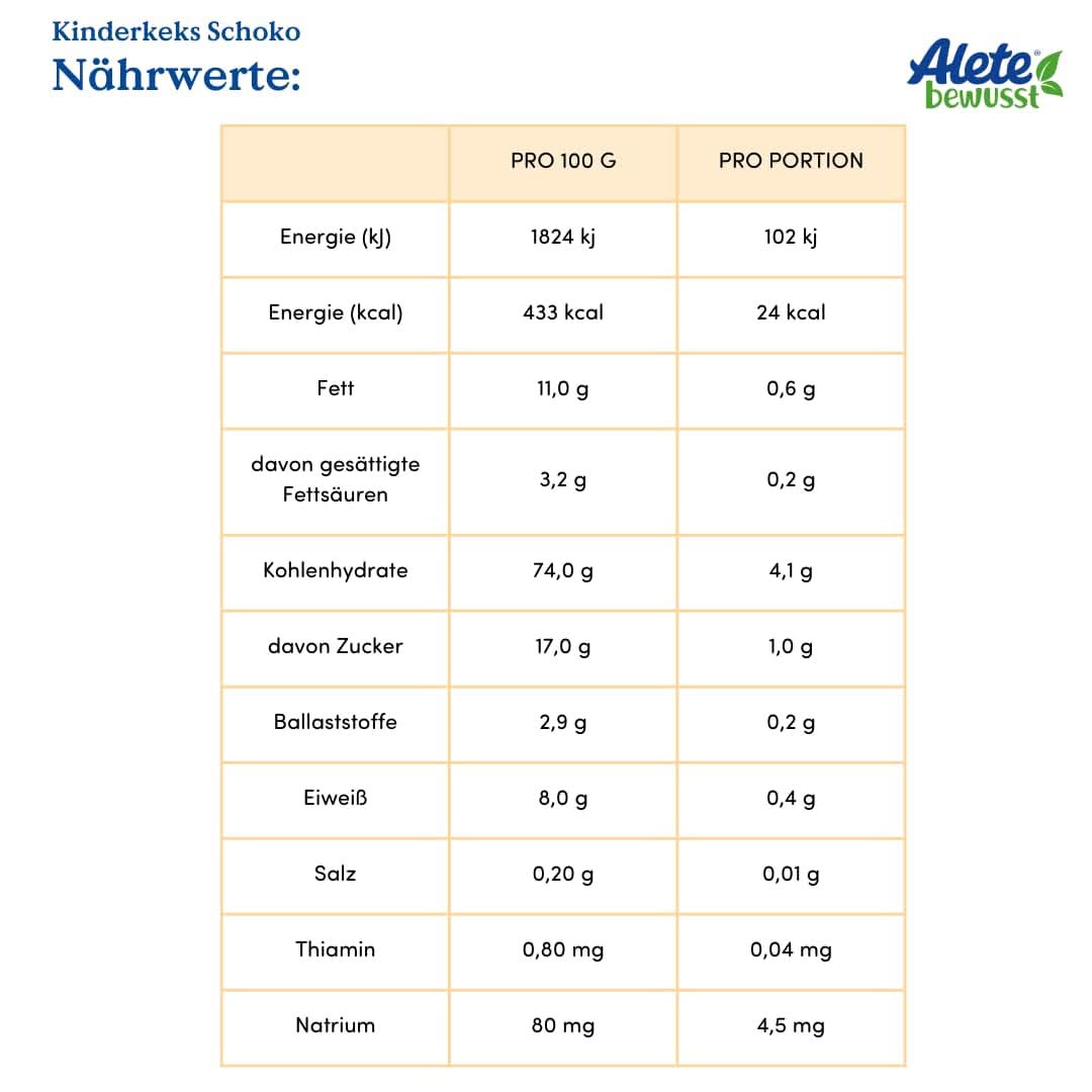 Alete bevidst Chokolade med kiks til børn, fra 8. måned, Mor og Barn Naty Shop