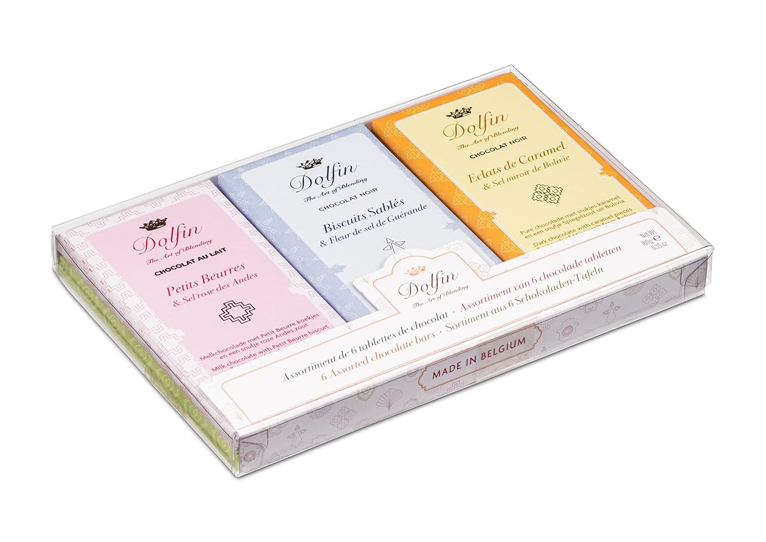 Dolfin Sweet And Salty chokoladebarer - 6 assorterede mørk og mælkechokoladebarer, 180 gram Naty Shop Chocolate Candies