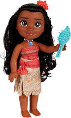 Păpușă Disney Prințesa Moana 35 cm, ochi reflectorizanți cu sclipici, articulații mobile, ținută detașabilă, clemă floare, păr lung, pentru fete cu vârsta de 3 ani și peste