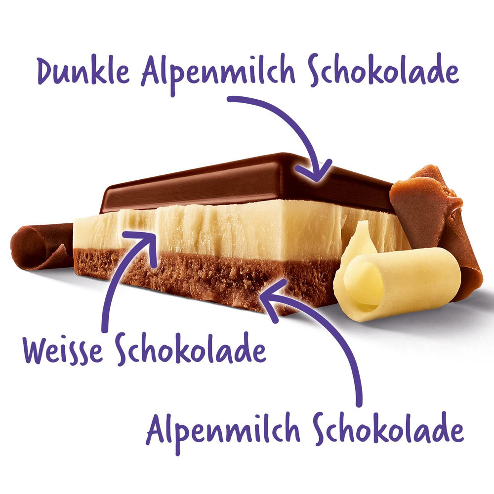 Milka Mmax Triolade – Alpine mælkechokolade med hvid og mørk chokolade – 280g