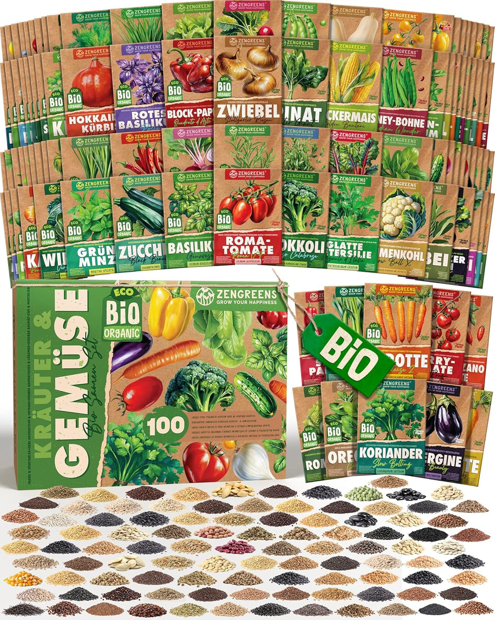 Økologiske basilikumfrø i et sæt med 6 - 6 basilikumfrø til nem dyrkning i haven, balkonen eller højbedet - Plantefrø - Frøplanter