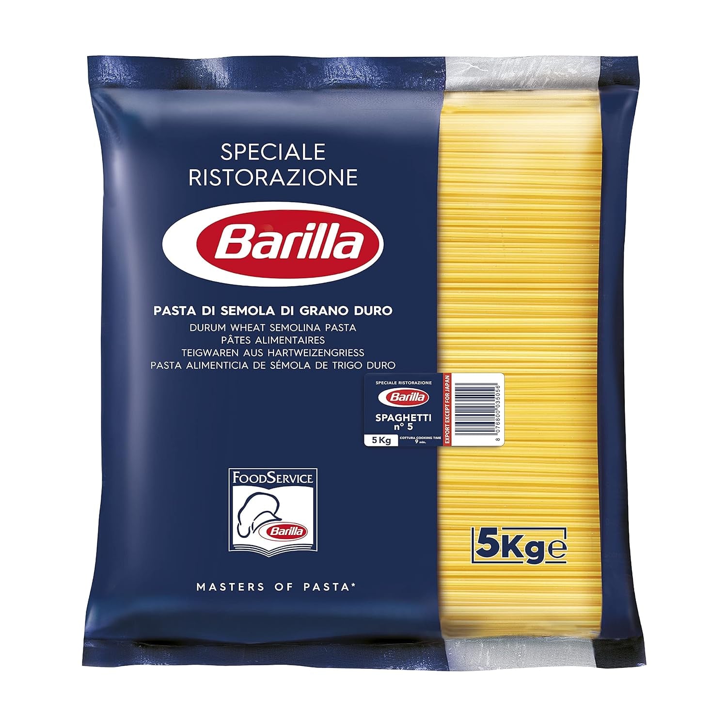 Barilla Pasta Klassische Spaghetti n.5 fra højkvalitets Hartweizen immer al dente, (1 x 500 g), geschmacklos