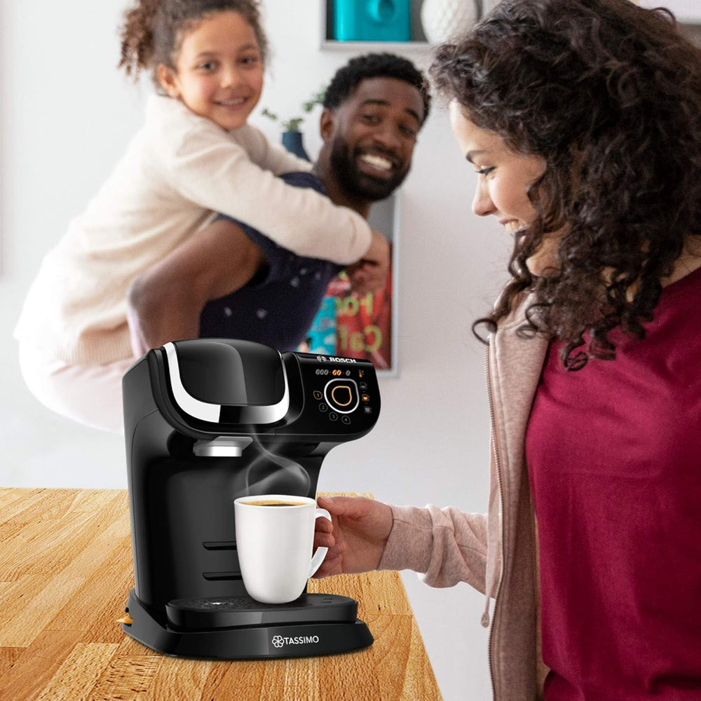 Espressor Tassimo My Way cu 2 capsule TAS6502 cu filtru de apă, peste 70 de băuturi, personalizare băuturi, varietate de cafea, preparare ușoară, 1.500 wați, negru