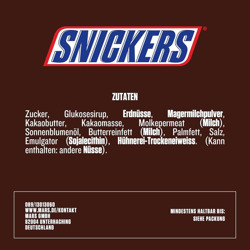 Snickers Chocolate Bar Peanut Caramel 5 Bar Pack | Snack fodbold | (1 x 5 x 50 g)
