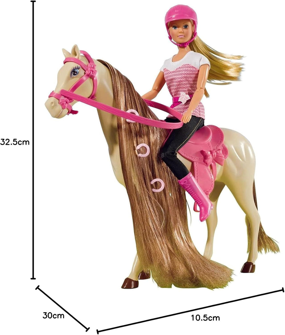 Simba 105730939 - Steffi Love Ridetur, I ridedragt, Med 2 heste, Fuldleddet dukke, Påklædningsdukke, 29cm, Til børn fra 3 år og opefter Dukker Naty Shop