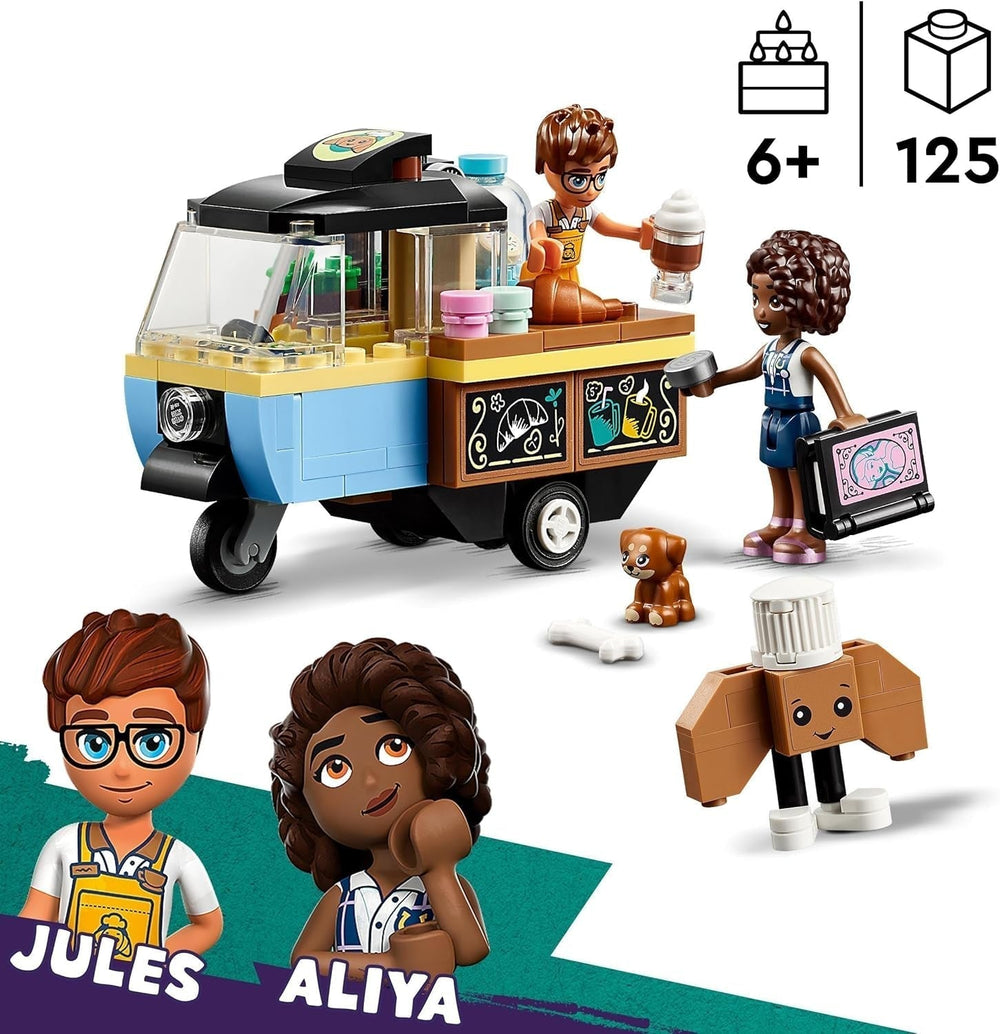 LEGO Friends Rolling Café Lille bagelegetøj til børn, gave til piger og drenge 6 år, pædagogisk legetøj med Aliya, Jules og hunden Aira 42606 Byggesæt Beuche den LEGO-Store