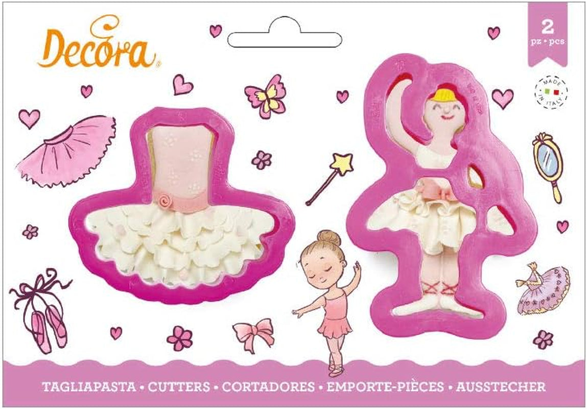 0255206 Forme de biscuiți din plastic, dansator și tutu, set de 2 piese, asortate