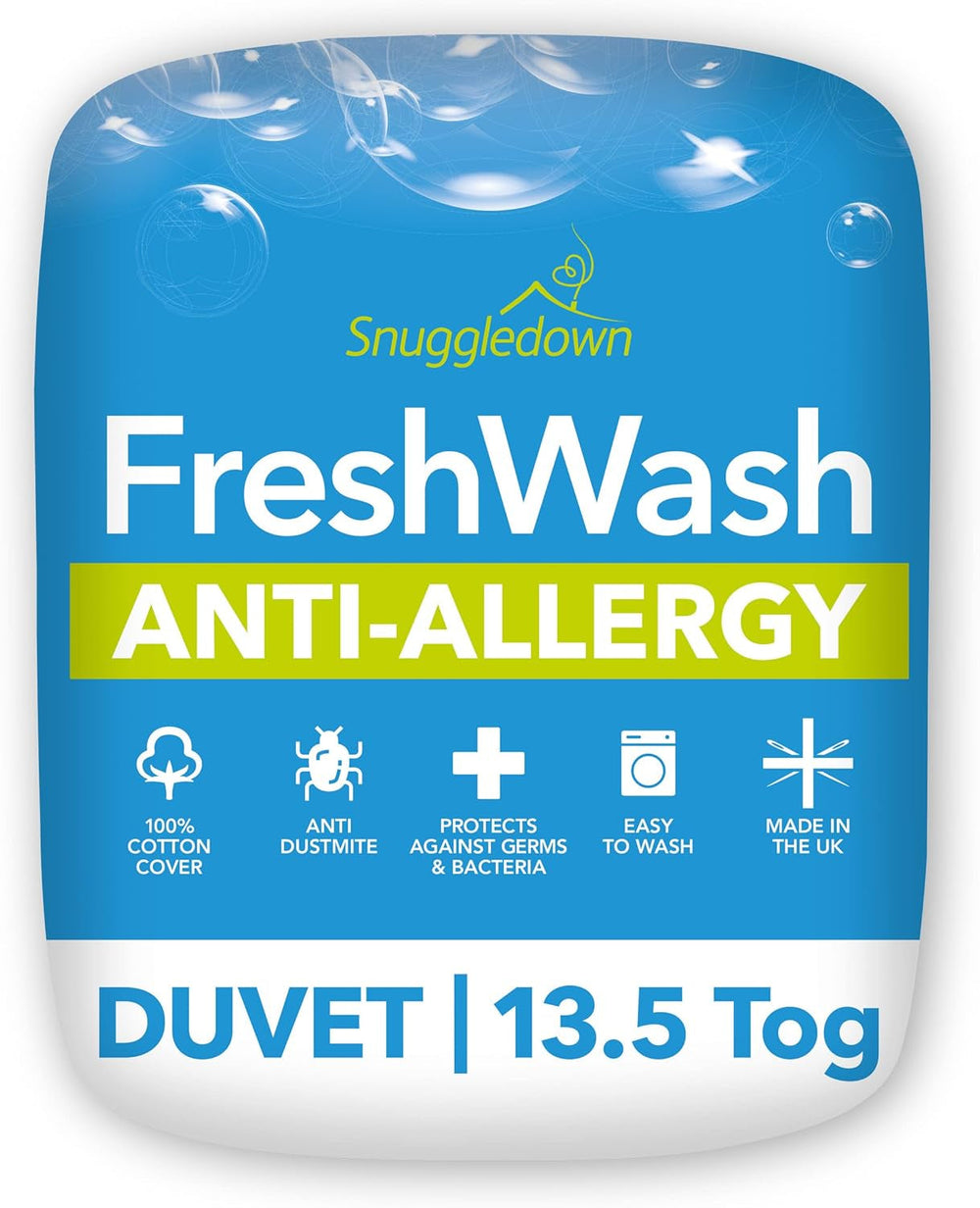 Allergidyne Snuggledown Freshwash, 13,5 Tog Vintervarm, bomuld, hvid, enkeltseng Dyner og dyner Naty Shop 10 X 225 X 220 cm 13,5 Tog