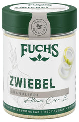 Fuchs Gewürze - Zwiebel granuliert - Gewürz für Saucen oder Nudelgerichte - naturlige ingredienser - 70 g i wiederverwendbarer, genbrugsbarer Dosis