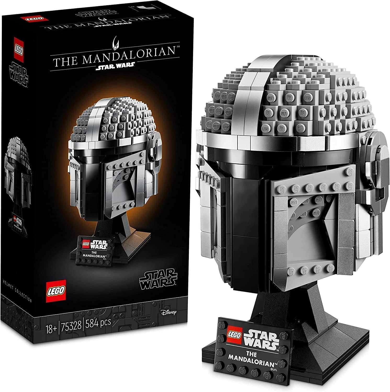 LEGO Star Wars Mandalorian hjelm model, dekoration af samlingsrum og en vidunderlig gave til voksne, sæt, mænd, kvinder, mor, far, samling gaveidé 75328 Byggesæt Besuche den LEGO-Store Single
