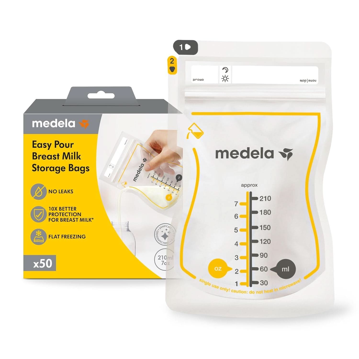 Medela Easy Pour Muttermilchbeutel Zum Einfachen Ausgießen, 100 Stück, 210 Ml, Auslaufsichere Einweg-Muttermilchbeutel Mit Überlaufschutz, Stillhelfer Tilbehør Mad og amning Baby Naty Shop 50