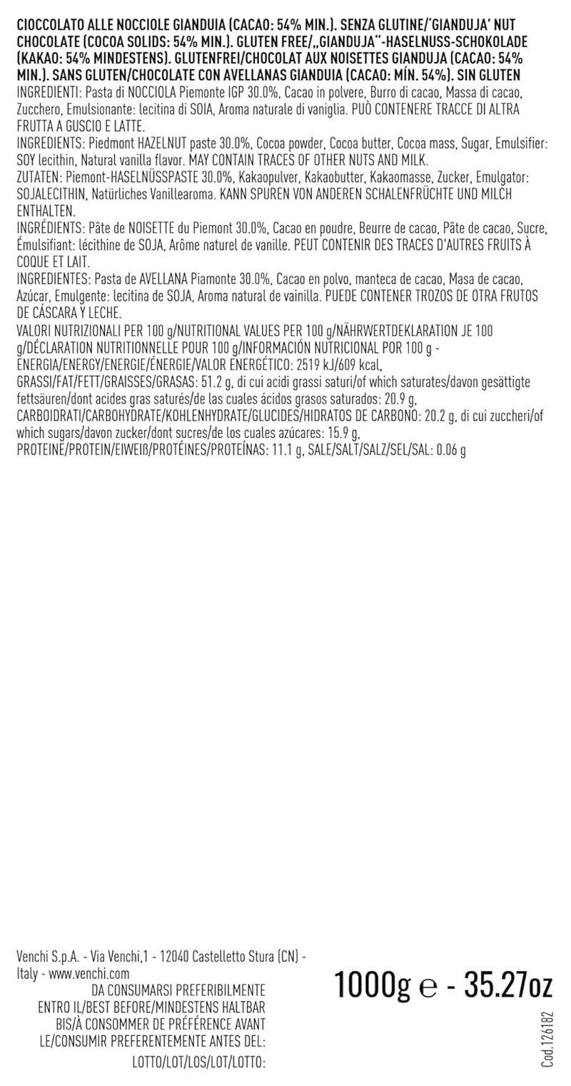 Mørk chokoladepraliner, glutenfri, Extra Venchi Gianduiotti i bulk pakke 1 kg Chokolade slik Naty Shop