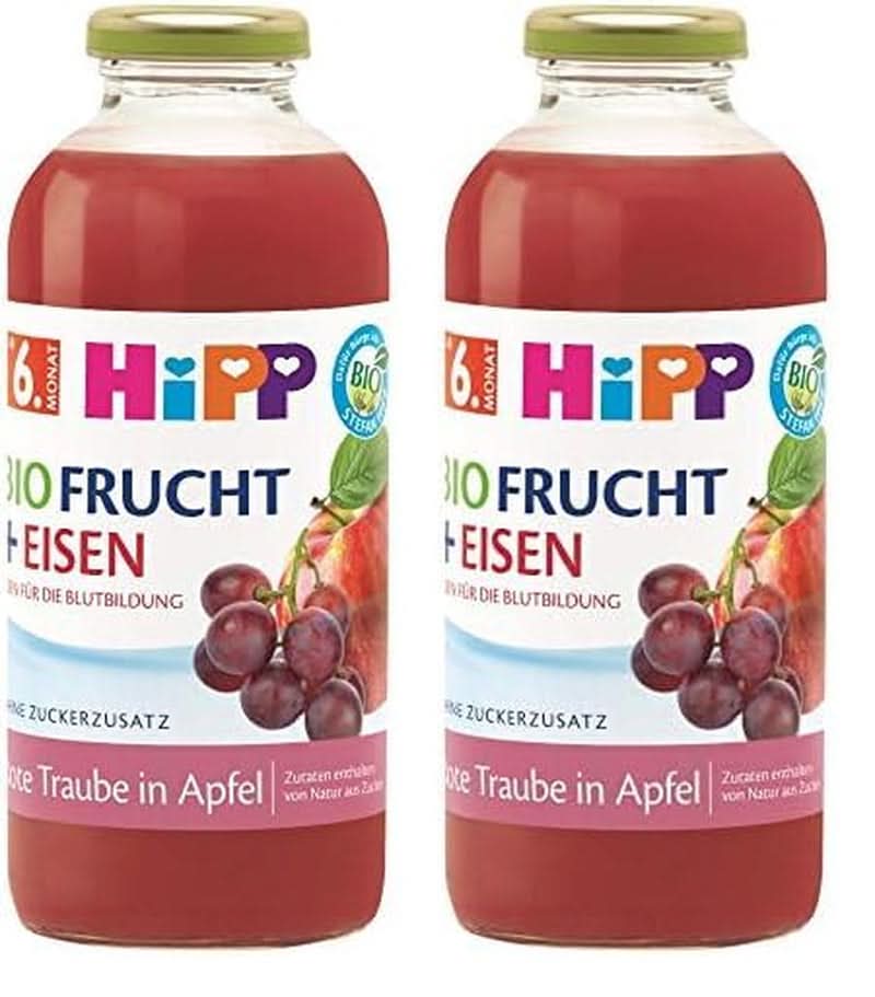 Hipp Băuturi organice cu suc de fructe +, multifructe cu vitamina C, pachet de 6 (6 x 0,5 L) Mama si Copilul Naty Shop 2 x 500 ml Fructe rosii