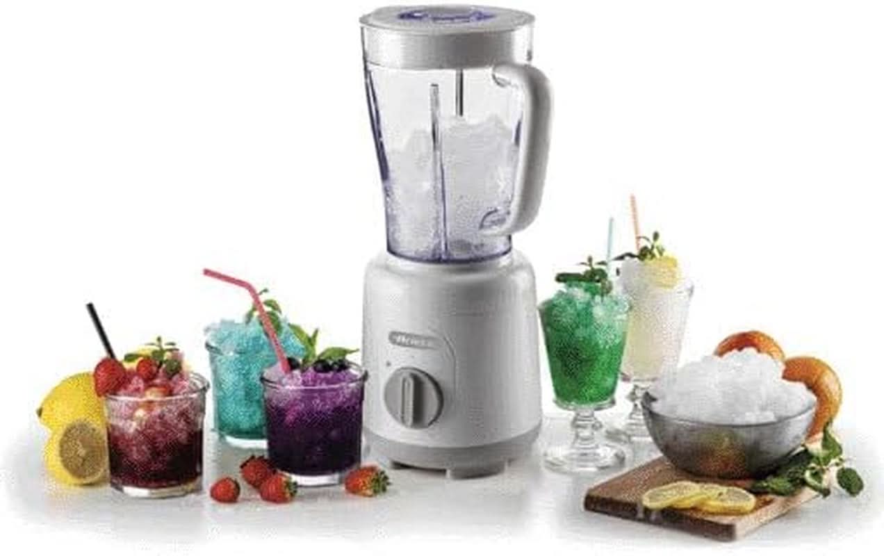 Ariete Breakfast 586 Blender, Elektrischer Mixer Mit 4 Edelstahlklingen, 2 Geschwindigkeiten + Pulse-Funktion, Anti-Slip-Füße, Aufsatzdeckel, 1,5 L Fassungsvermögen, 500W, Weiß Mother and Child Naty Shop