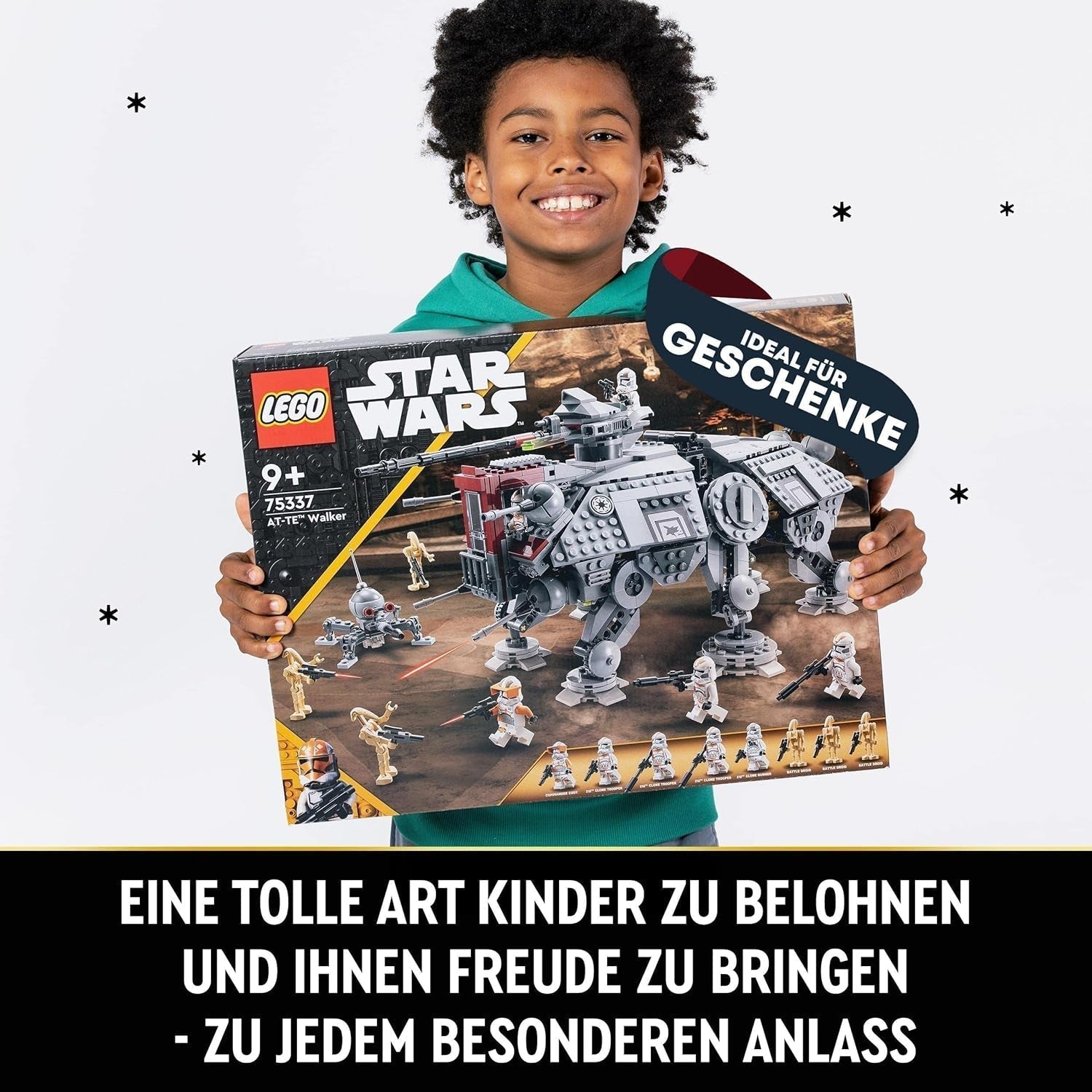 LEGO Star Wars At-Te Walker mobilt legetøjsmodel minifigursæt med 3 klontroopers, kampdroider og dværgedderkop-droid 75337 byggesæt Besuche den LEGO-Store