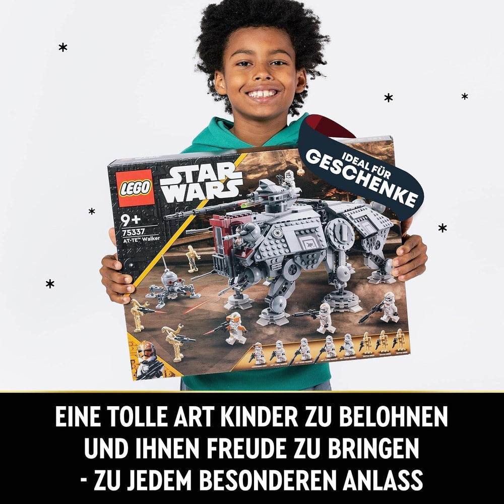 LEGO Star Wars At-Te Walker mobilt legetøjsmodel minifigursæt med 3 klontroopers, kampdroider og dværgedderkop-droid 75337 byggesæt Besuche den LEGO-Store