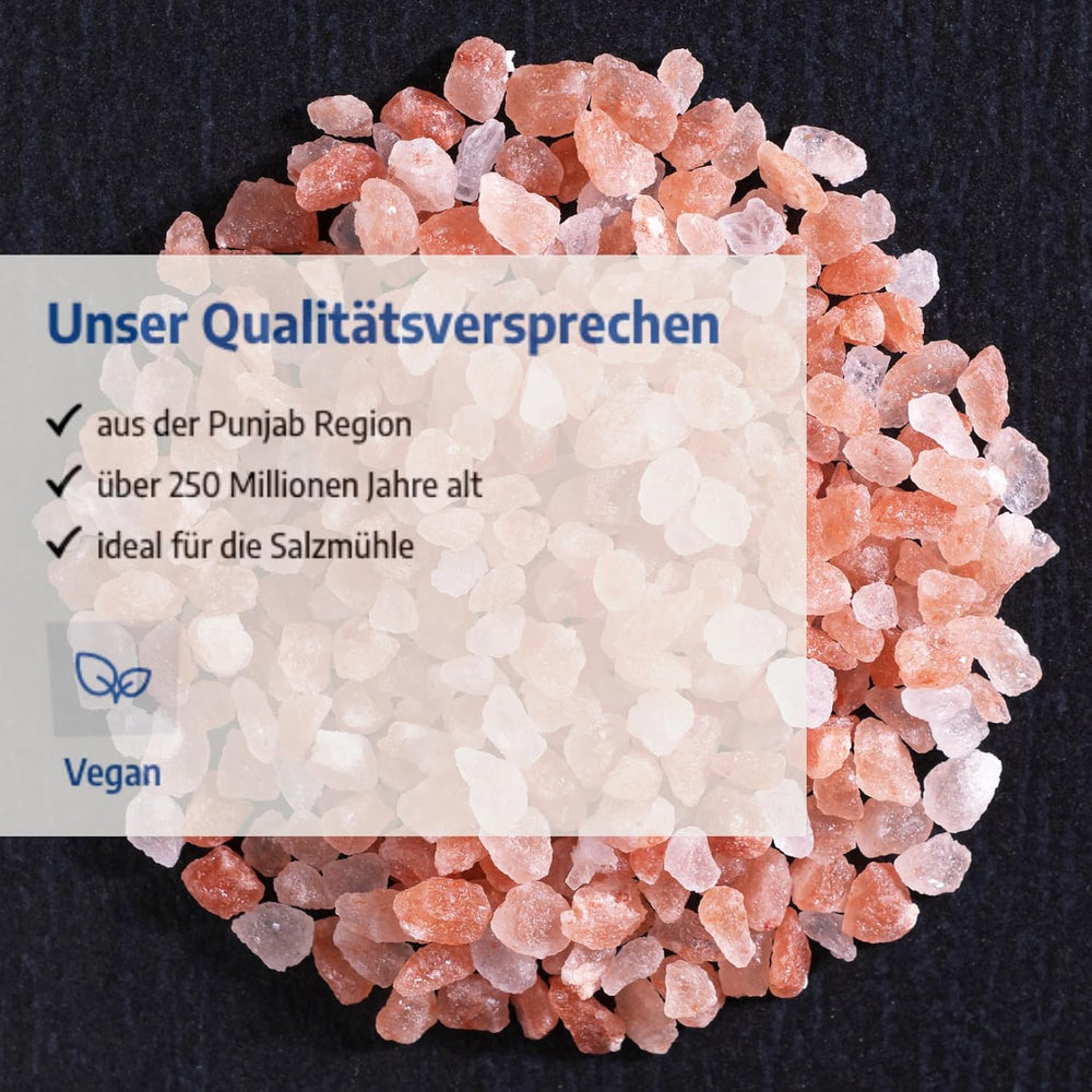 Govinda Kristallsalz - groft (1 kg) | 250 Millionen Jahre alt | Salz aus der Punjab-regionen | 100% naturlig skønhed & ohne Zusätze | Ayurvedisk | Vegansk | Ideel til saltmøllen