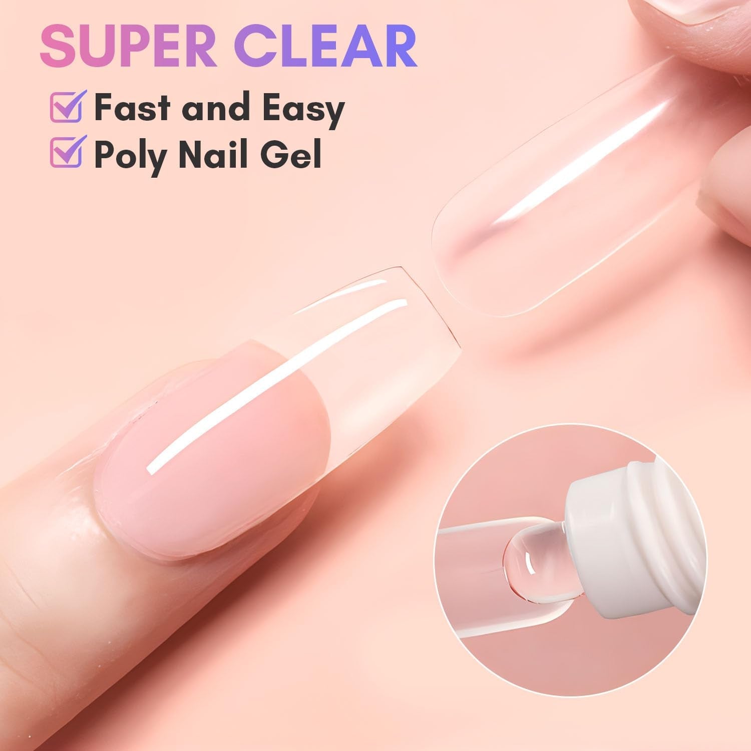 Makartt Poly Nail Extension Gel - 50 ML Extension Builder Acrylic Poly Nägel Aufbaugel Extender Gel Für Gelnägel Für Nagelverlängerung, Nagelstärkung, Nail Art Dekoration(Transparent)