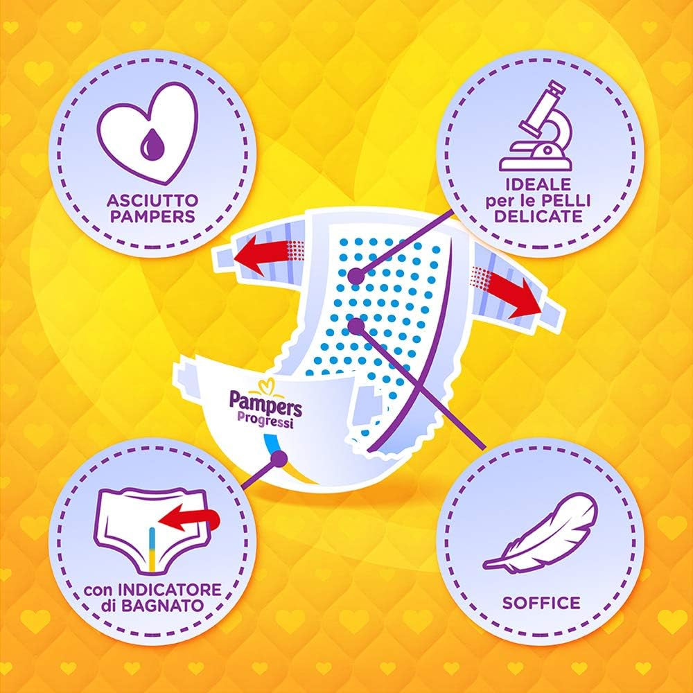 Pampers Progressi & Fit Prime Midi bleer, kort format, 162 bleer, str. 3 (4-9 kg), online medlemskab af fitnesscenter i 1 måned som gave