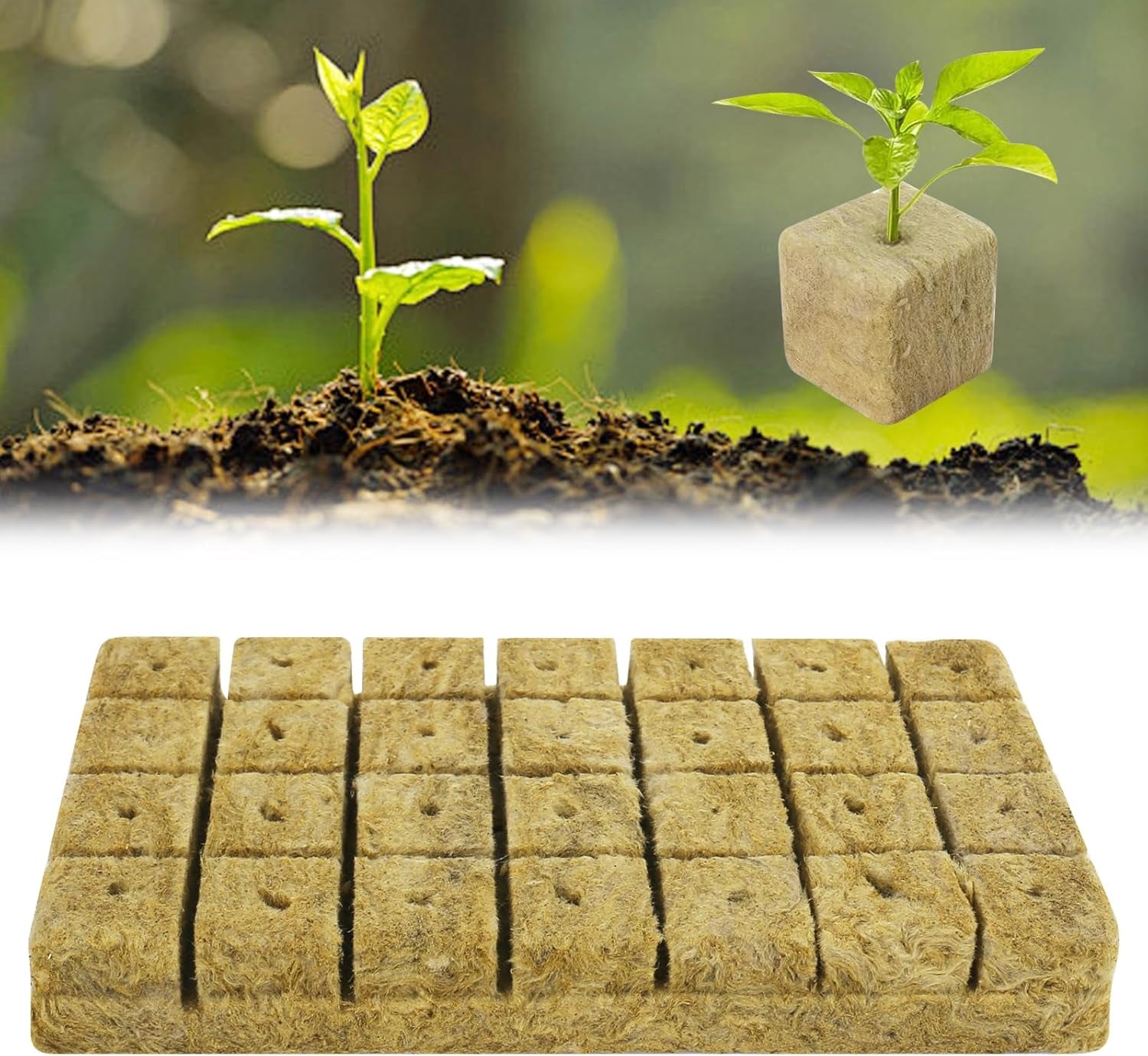 28 Rockwool-terninger, Rockwool-sæt, Rockwool-dyrkningsmåtte, jordfri hydroponisk vækstmåtte, Rockwool-terning, Rockwool-terninger til stiklinger, kloning, formering 4*4*4 cm
