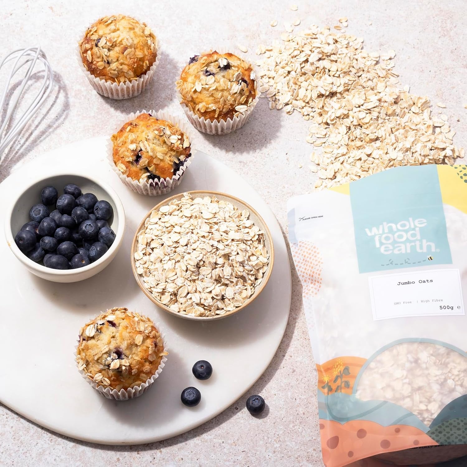 Wholefood Earth Jumbo Havregryn - GMO fri - vegansk - mælkefri - uden tilsat sukker 2 kg