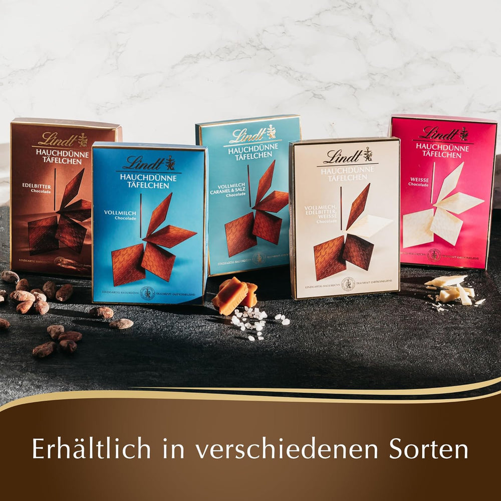 Lindt chokolade ultratynde mørke chokoladebarer | 125 g | Ultratynde barer af den fineste mørk chokolade | Især tynd og fin | Chokoladegave (1 pakke)