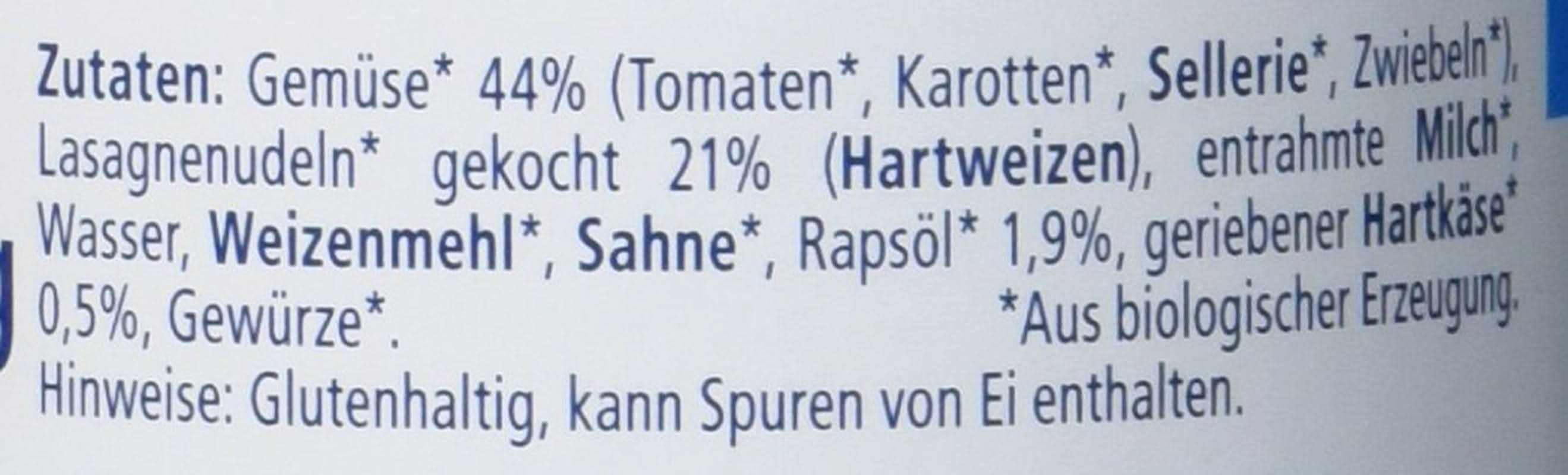 Hipp Pasta Bambini - Lasagne med grøntsager, pakke med 6 (6 X 220 g) Mor og barn Naty Shop