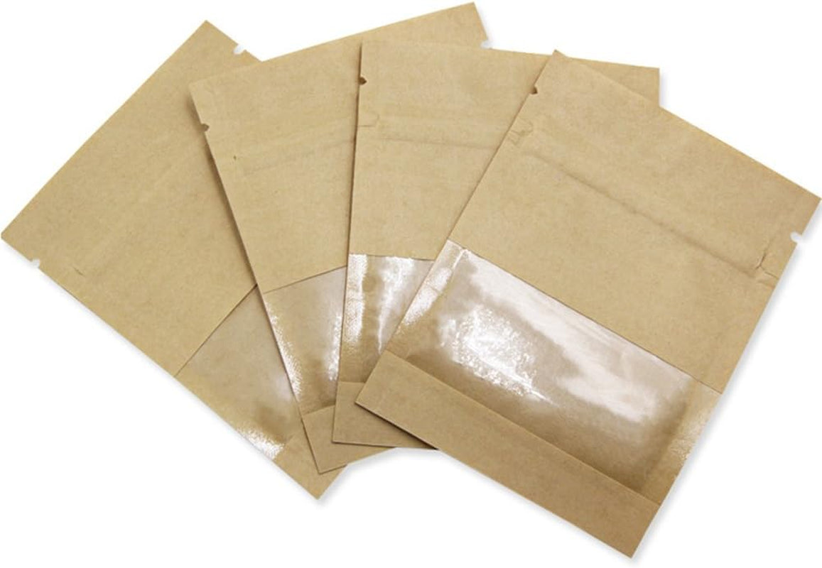 Kleine Wiederverschließbare Samen Münze Umschläge Taschen Mit Klarem Fenster Brown Kraftpapier Heat Seal Pakete Für Münzen Blume Gemüse Samen Lagerung Probe Taschen (100, 7X9Cm)