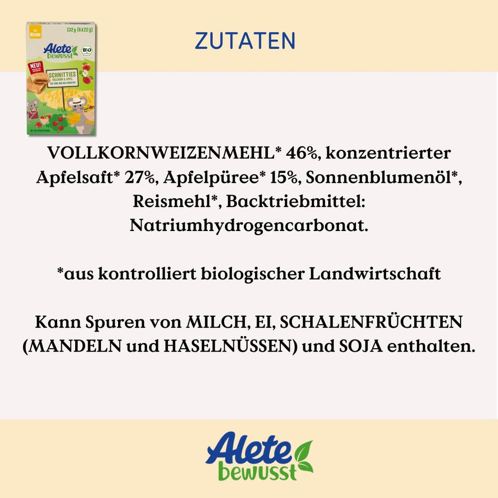 Alete fuldkornsæble i skiver økologiske tærter 8 x 132 g